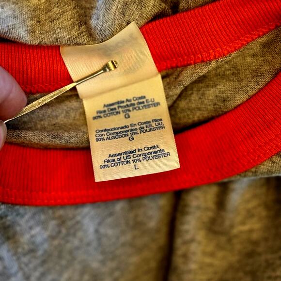 LAS VEGAS Ringer T-Shirt L.A.T Sport Gray Orange Trim Graphic Tee Mens L Retro - Picture 12 of 13